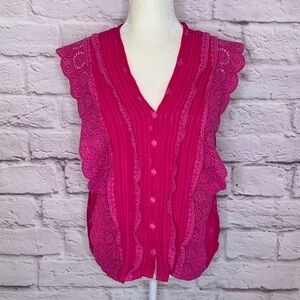 Johnny Was Pink Eyelet Top